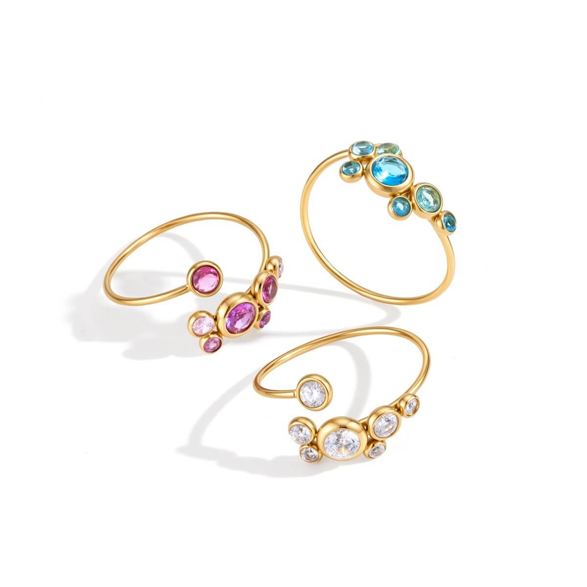 18K Gold Plated CZ Bubble Cluster Ring