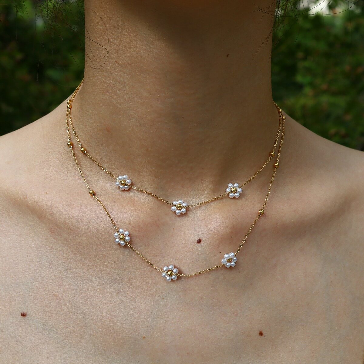Delicate Freshwater Pearl Gold Chain Necklace