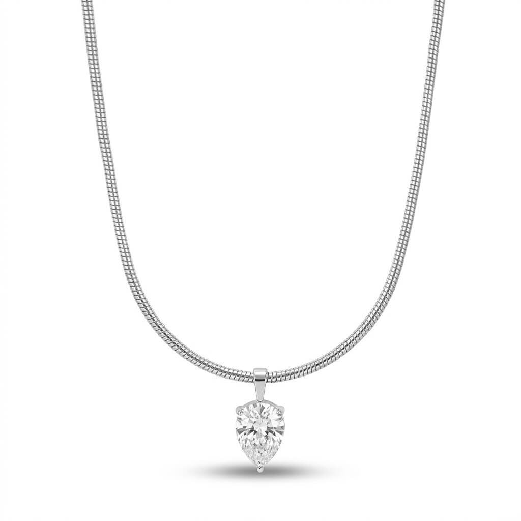 Sleek Snake Chain Cubic Zirconia Pendant Necklace
