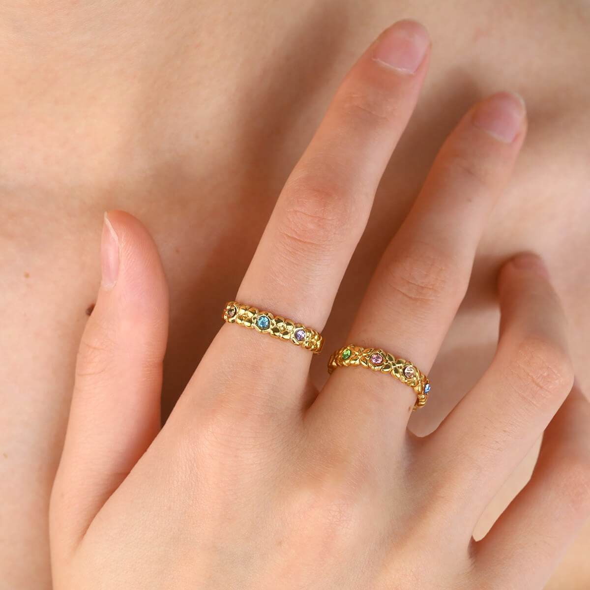 Vintage Rainbow Crystal Open Ring