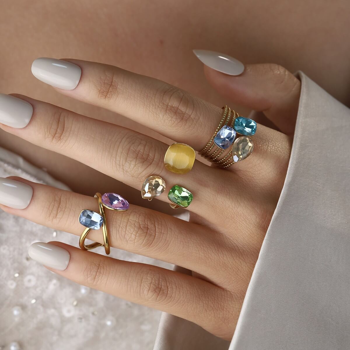 Colorful CZ Zircon Rings