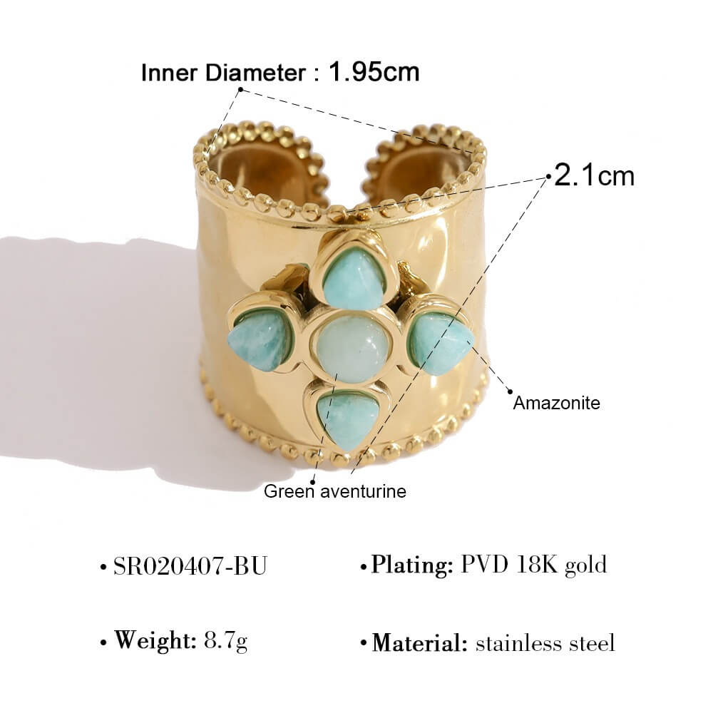 Boho Turquoise Wide Band Ring