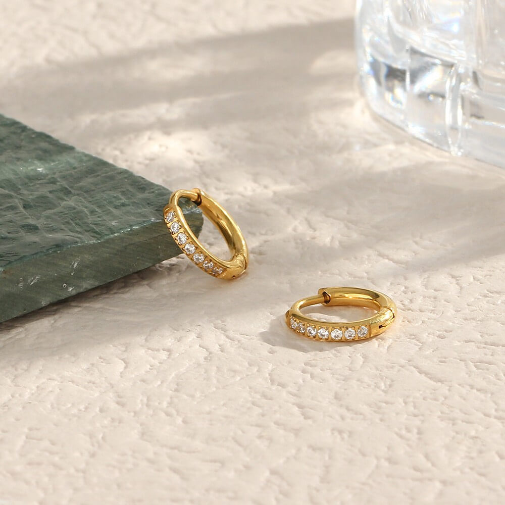 Minimalist Zircon Eternity Huggie Hoops