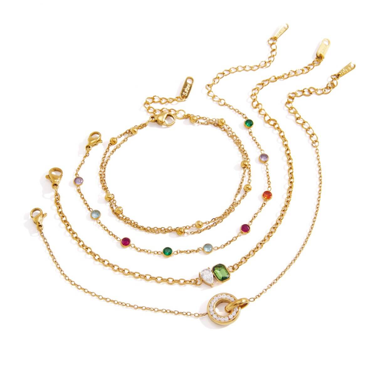 Colorful Zircon Layered Bracelets
