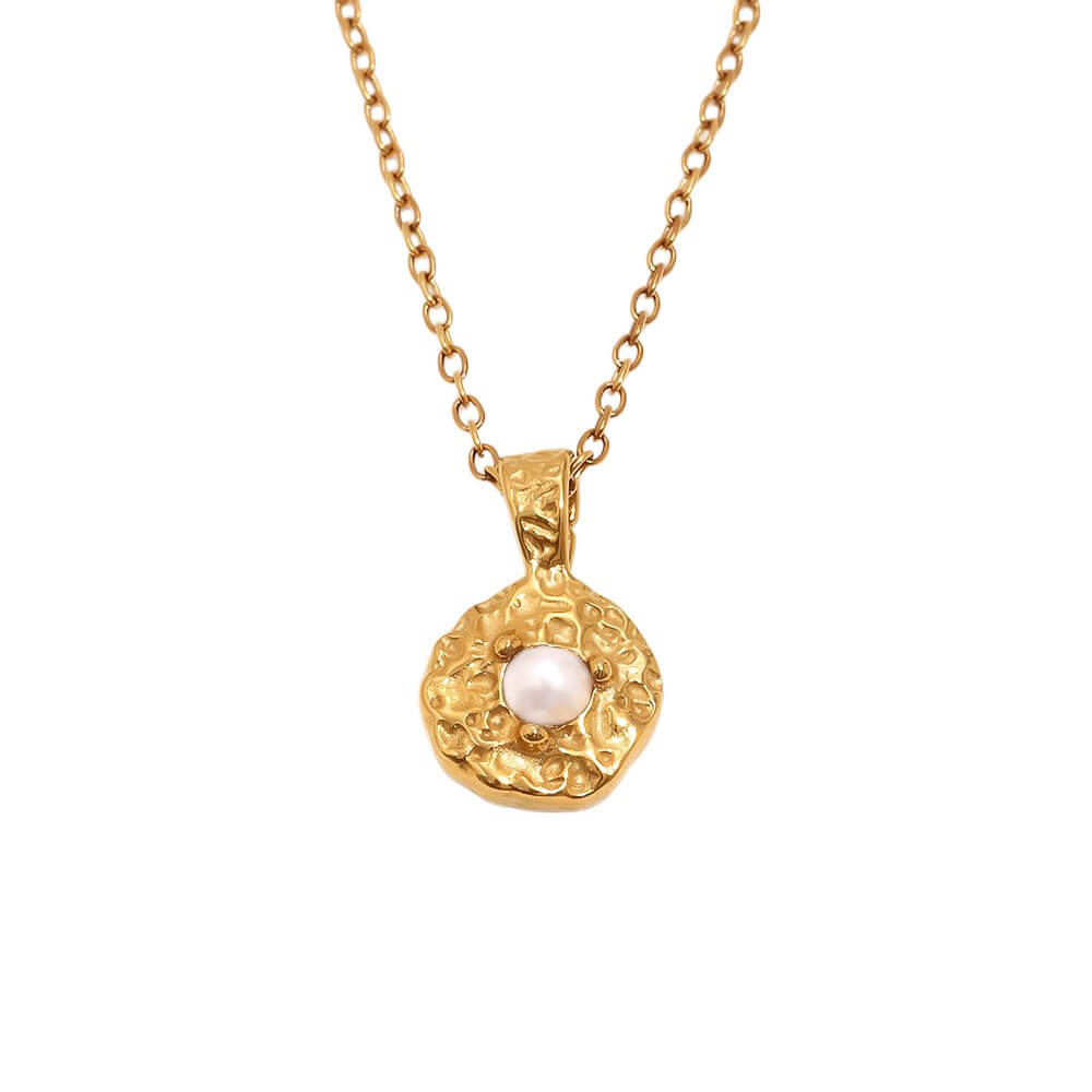 Hammered Birthstone Coin Pendant Necklace