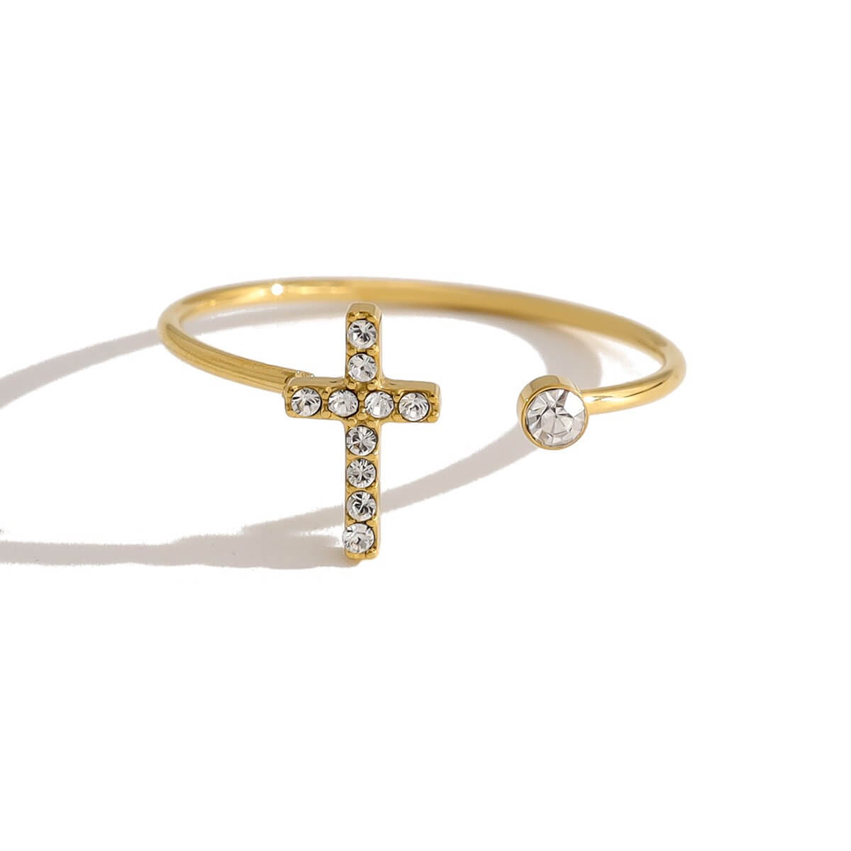 Delicate Crystal Charm Open Ring