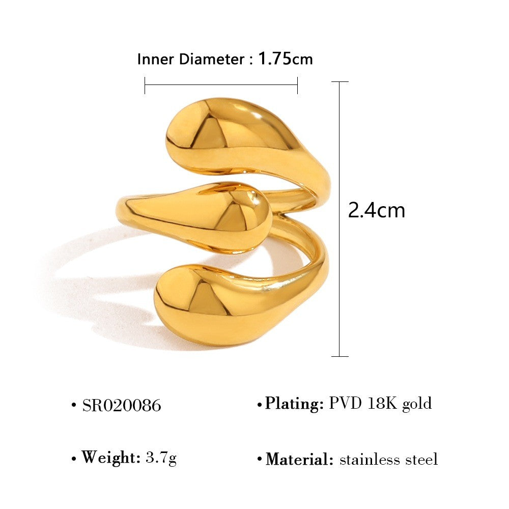 Chunky Liquid Metal Open Statement Ring