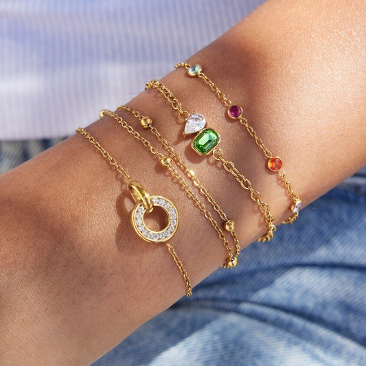 Colorful Zircon Layered Bracelets