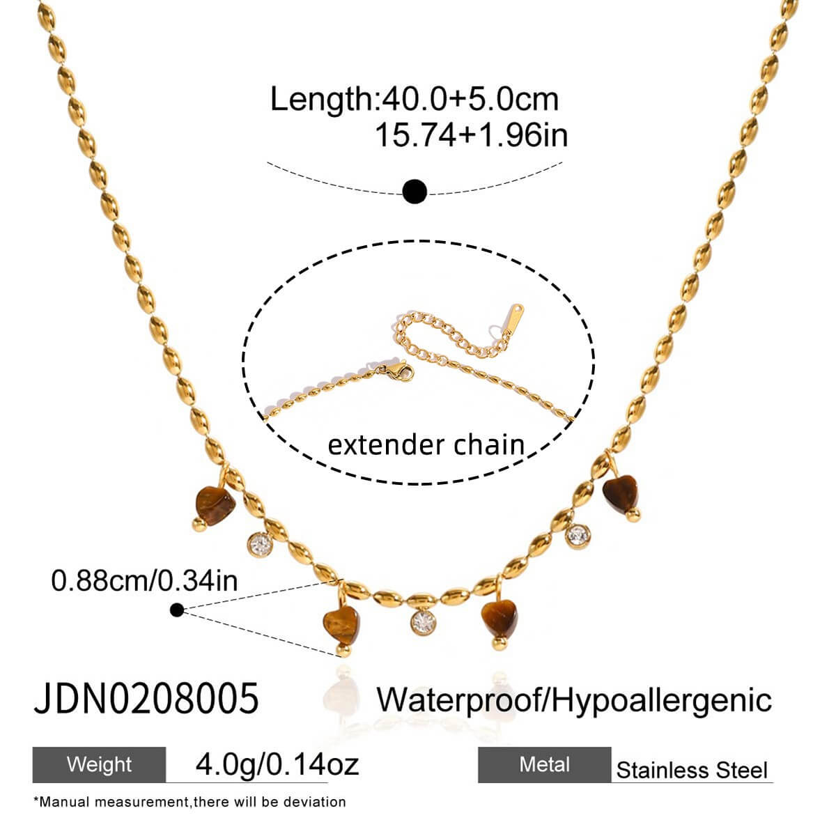 18K Gold Natural Stone Beaded Necklace