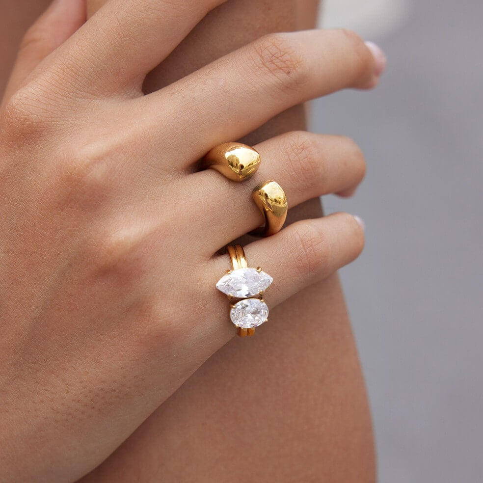 Stainless Steel Zircon Statement Rings