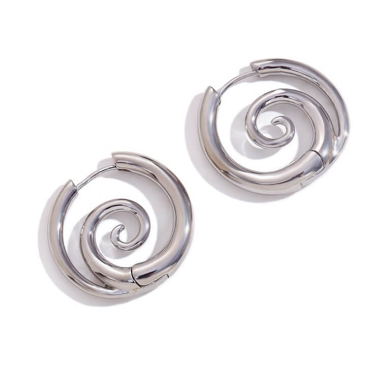 Vintage Boho Swirl Textured Hoop Earrings