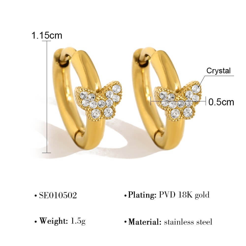 Crystal Charm Huggie Hoop Earrings