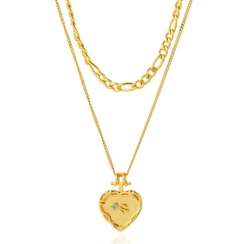 Vintage Gold Heart Pendant Necklace
