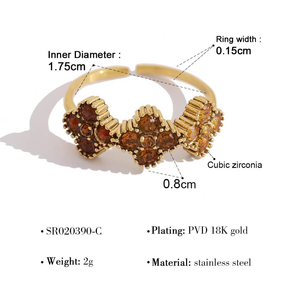 Clover Zircon Stainless Steel Ring