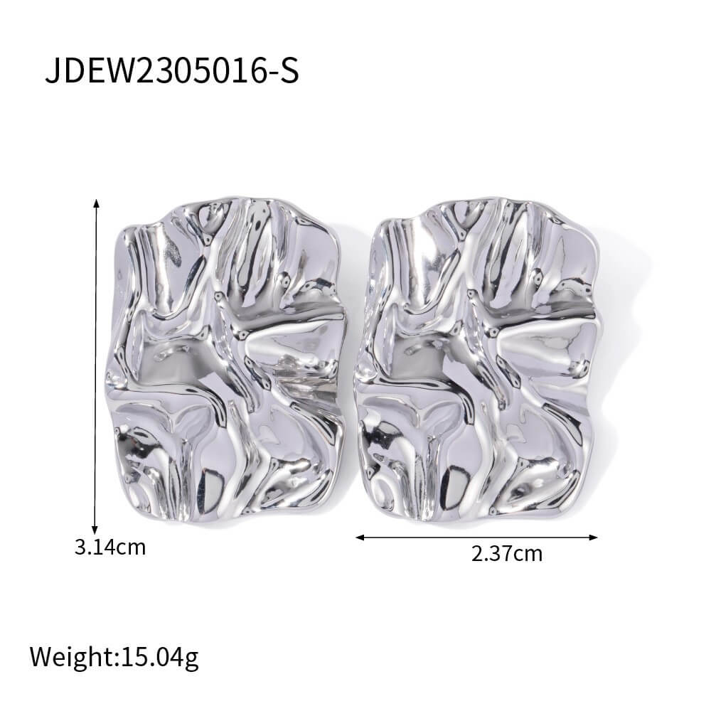 Waterproof Textured Gold Statement Earrings
