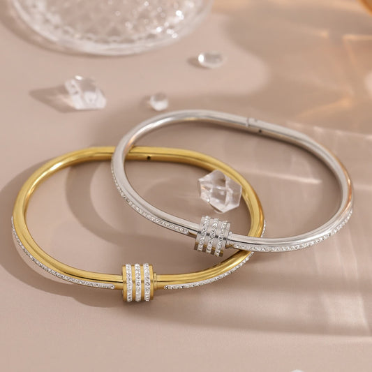 18K Gold Plated Zircon Stainless Steel Bangle