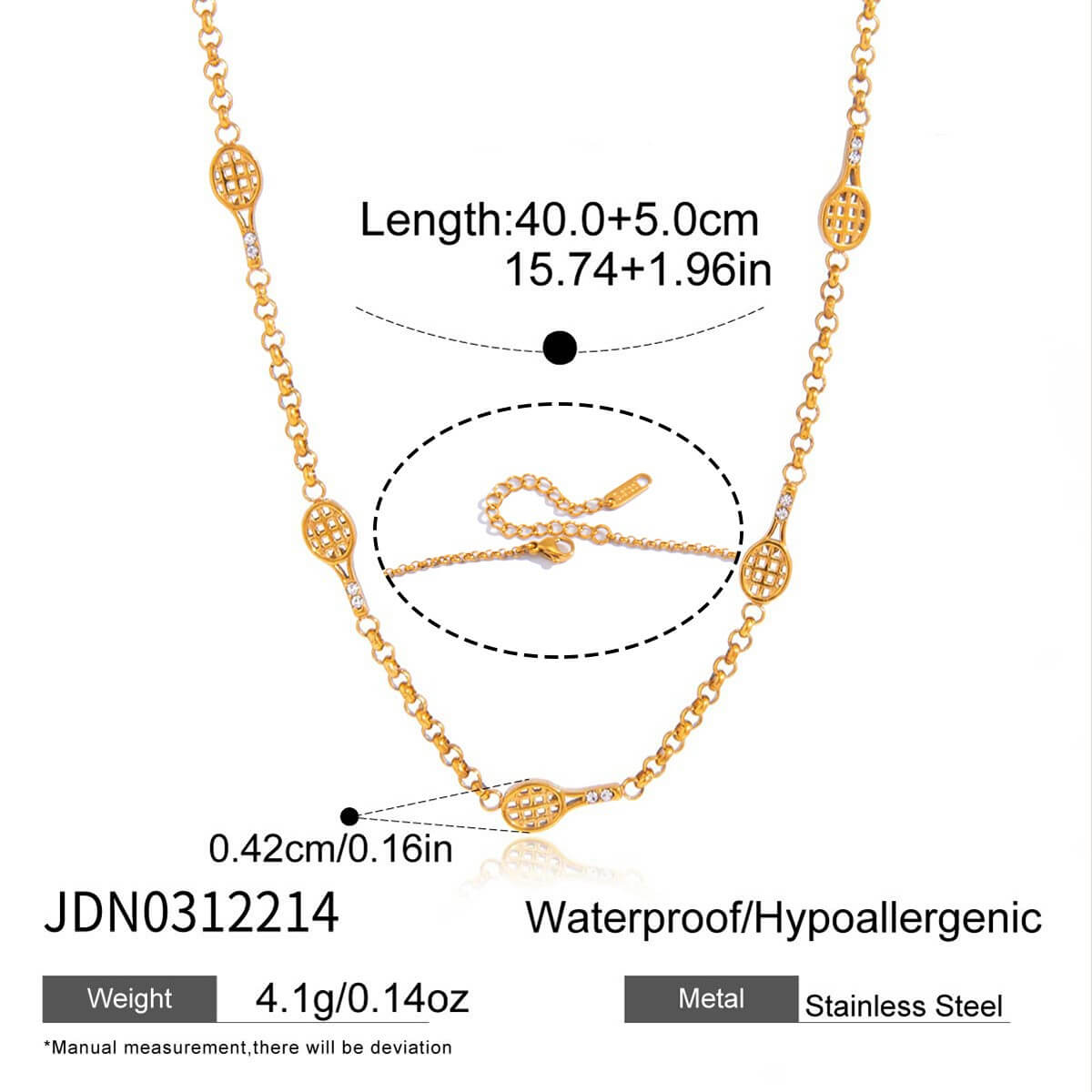 316 Stainless Steel Necklaces Tennis-inspired