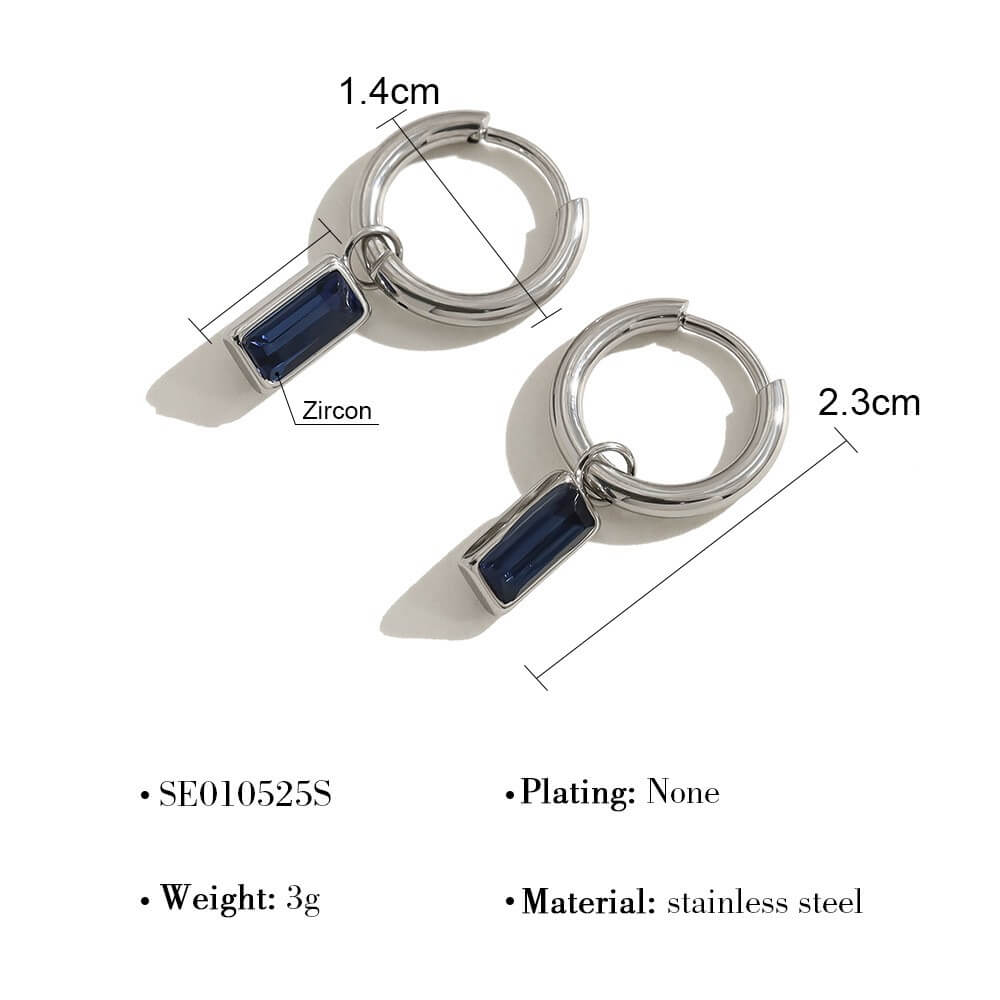 Rectangular Zircon Huggie Hoop Earrings