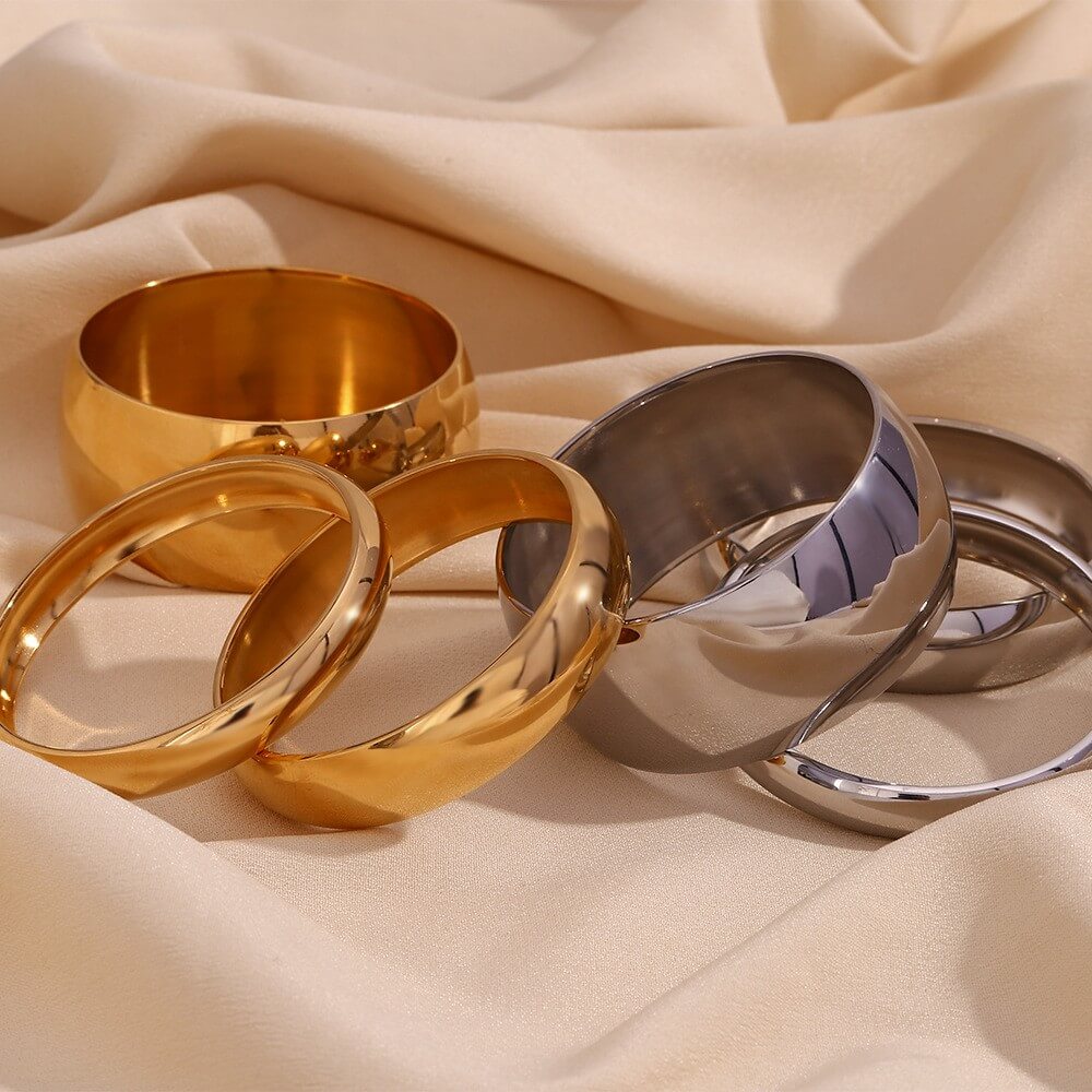 Minimalist Smooth Stainless Steel Chunky Bangle