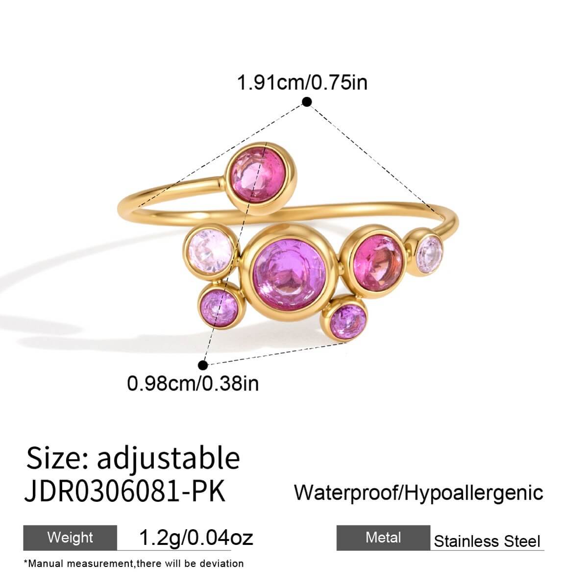 18K Gold Plated CZ Bubble Cluster Ring