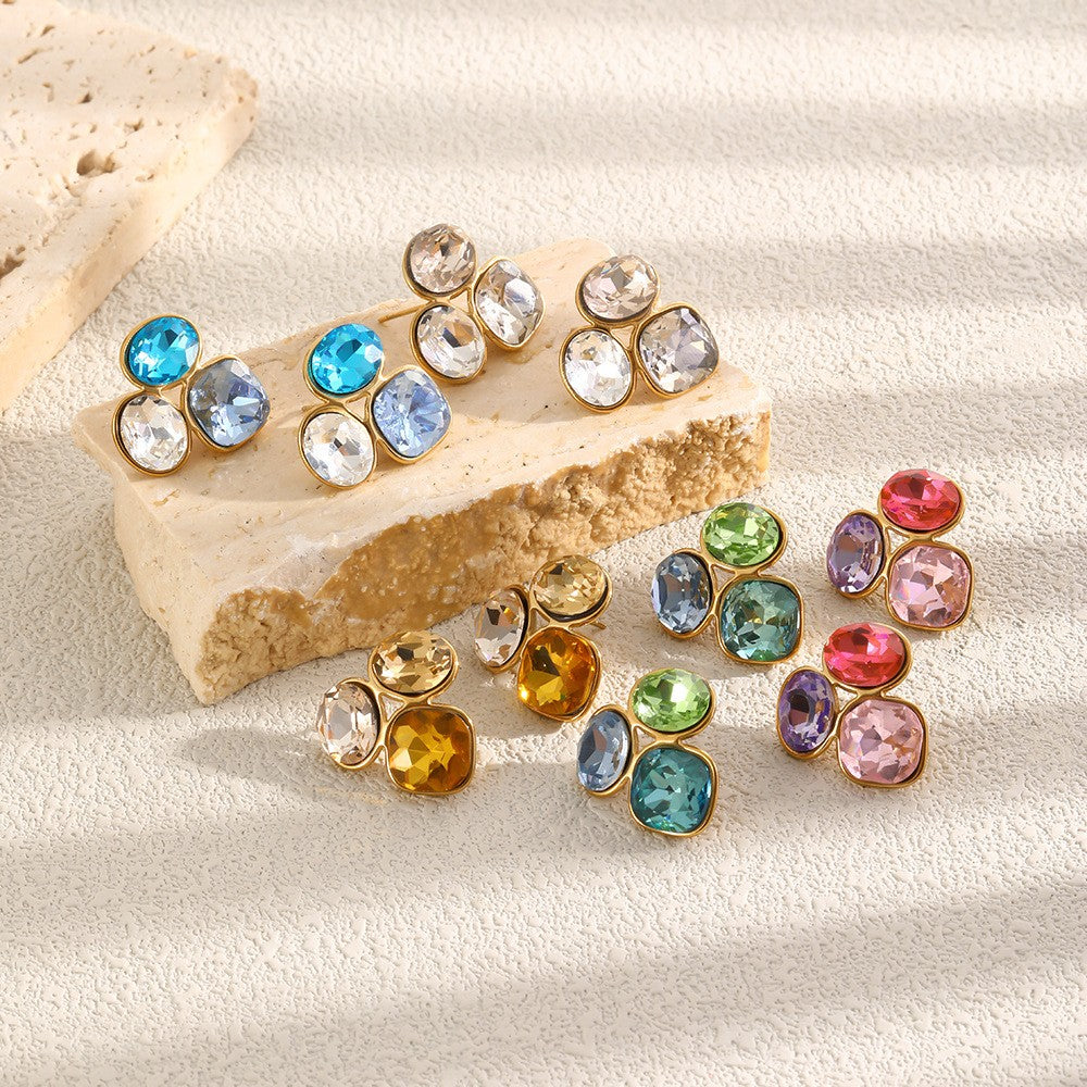 Multicolor Zircon Cluster Stud Earrings