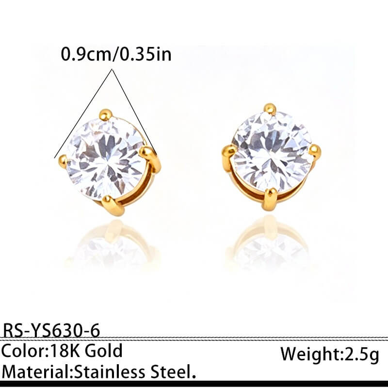 18K Gold CZ Geometric Stud Earrings
