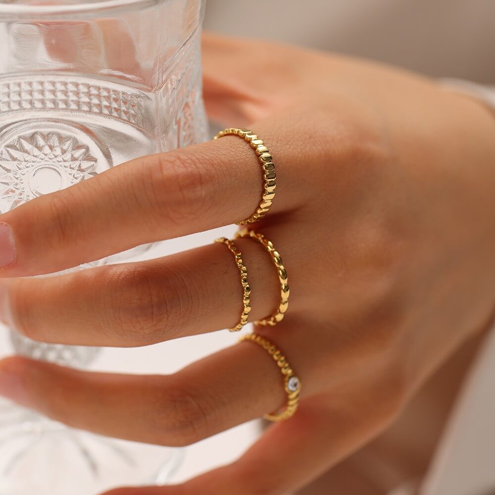 Minimalist Adjustable Gold Stacking Rings