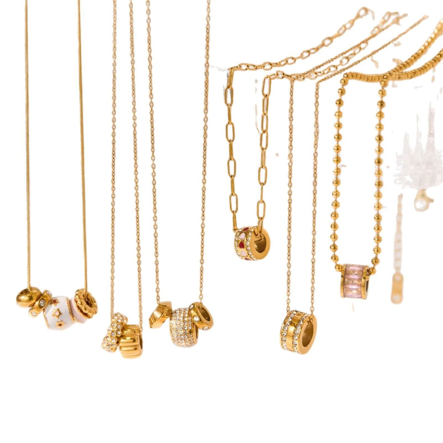 18K Gold Cylinder Charm Necklace