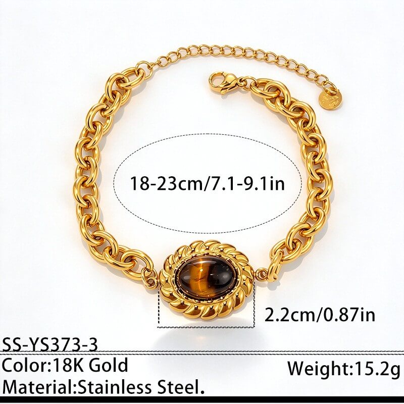 Waterproof Vintage Natural Tiger's Eye Medallion Bracelet