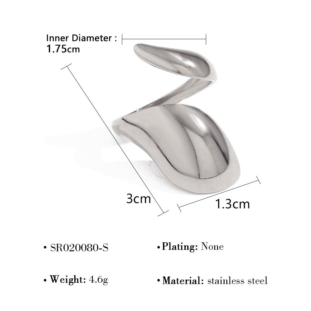 Chunky Liquid Metal Open Statement Ring