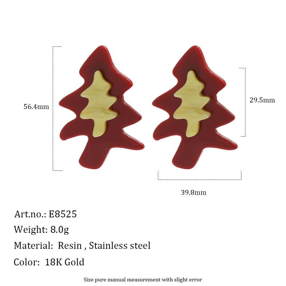 Festive Christmas Tree Resin Stud Earrings