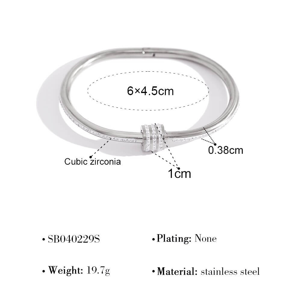 18K Gold Plated Zircon Stainless Steel Bangle