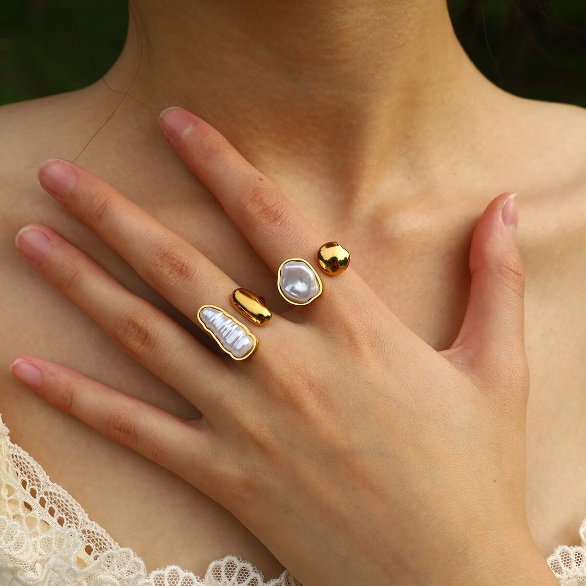 Baroque Pearl Open Rings