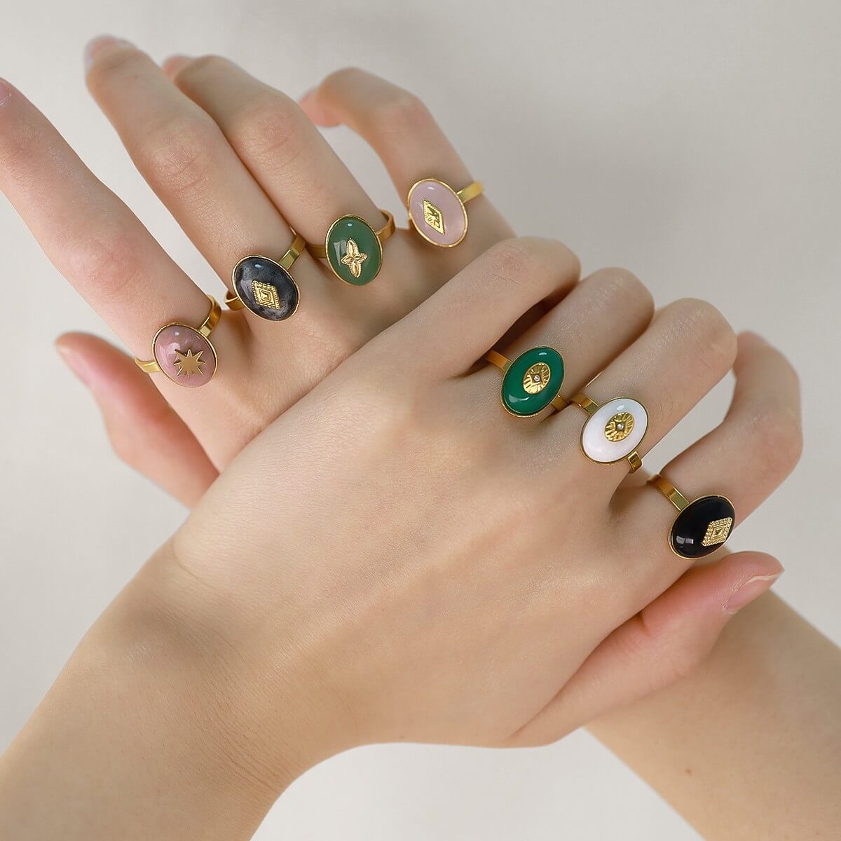 18K Gold Gemsbone Rings