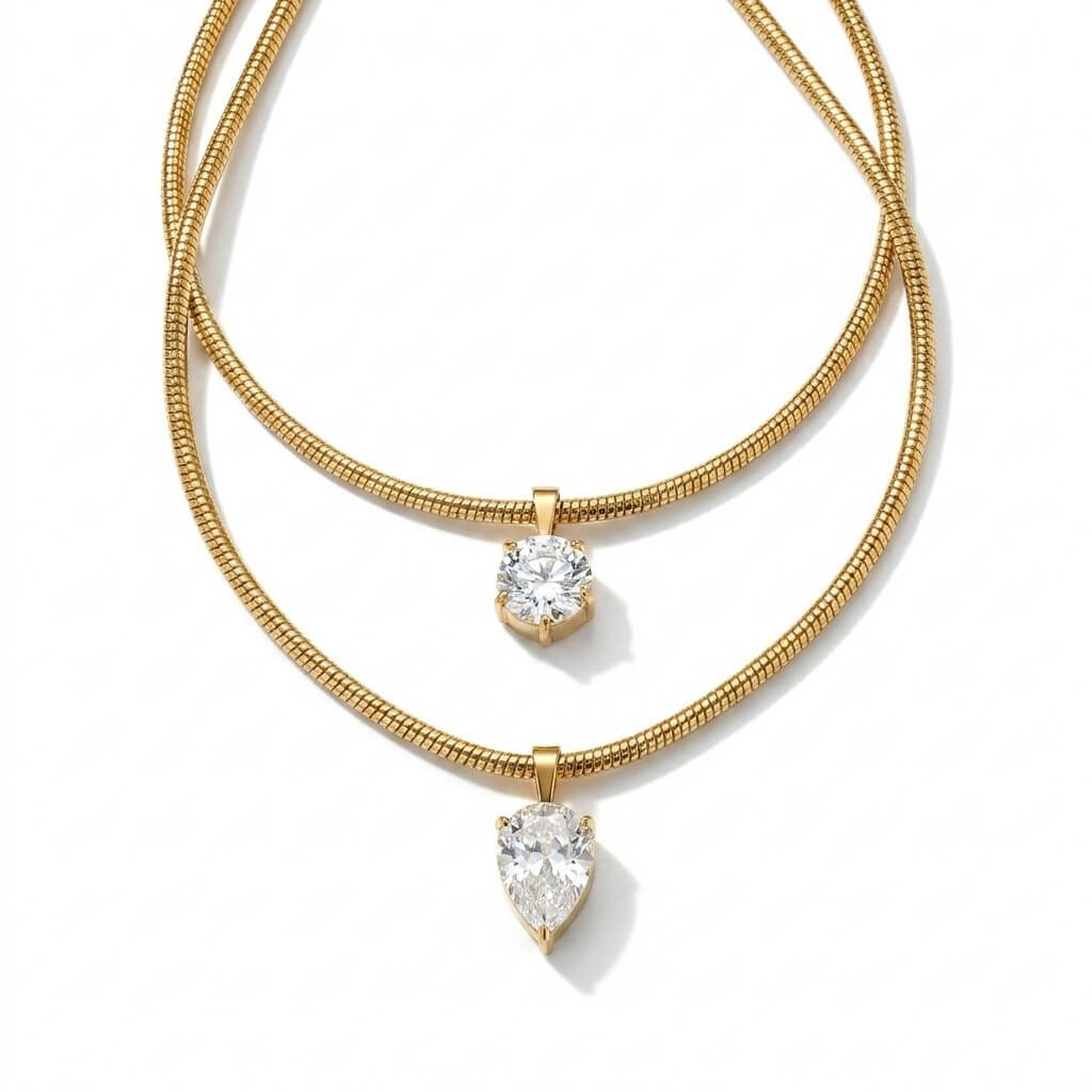 Sleek Snake Chain Cubic Zirconia Pendant Necklace