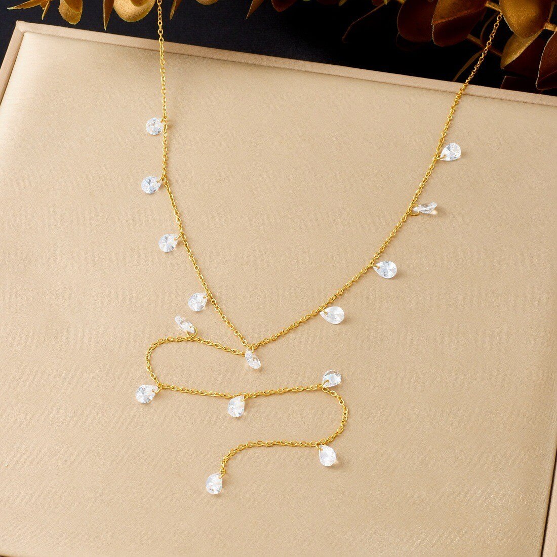Stainless Steel Y-Lariat Drop Charm Necklace