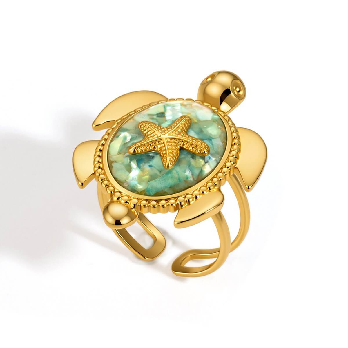 Ocean World Drip Glaze Gold Open Ring