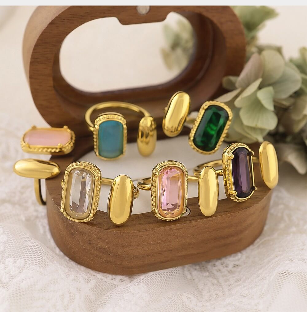 Asymmetric Oval Zircon Open Ring