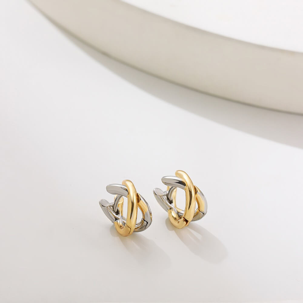 Criss Cross X Huggie Hoop Earrings - Gold Plated Brass