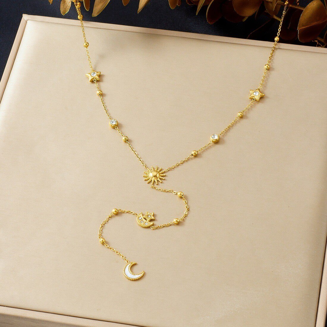 Stainless Steel Y-Lariat Drop Charm Necklace