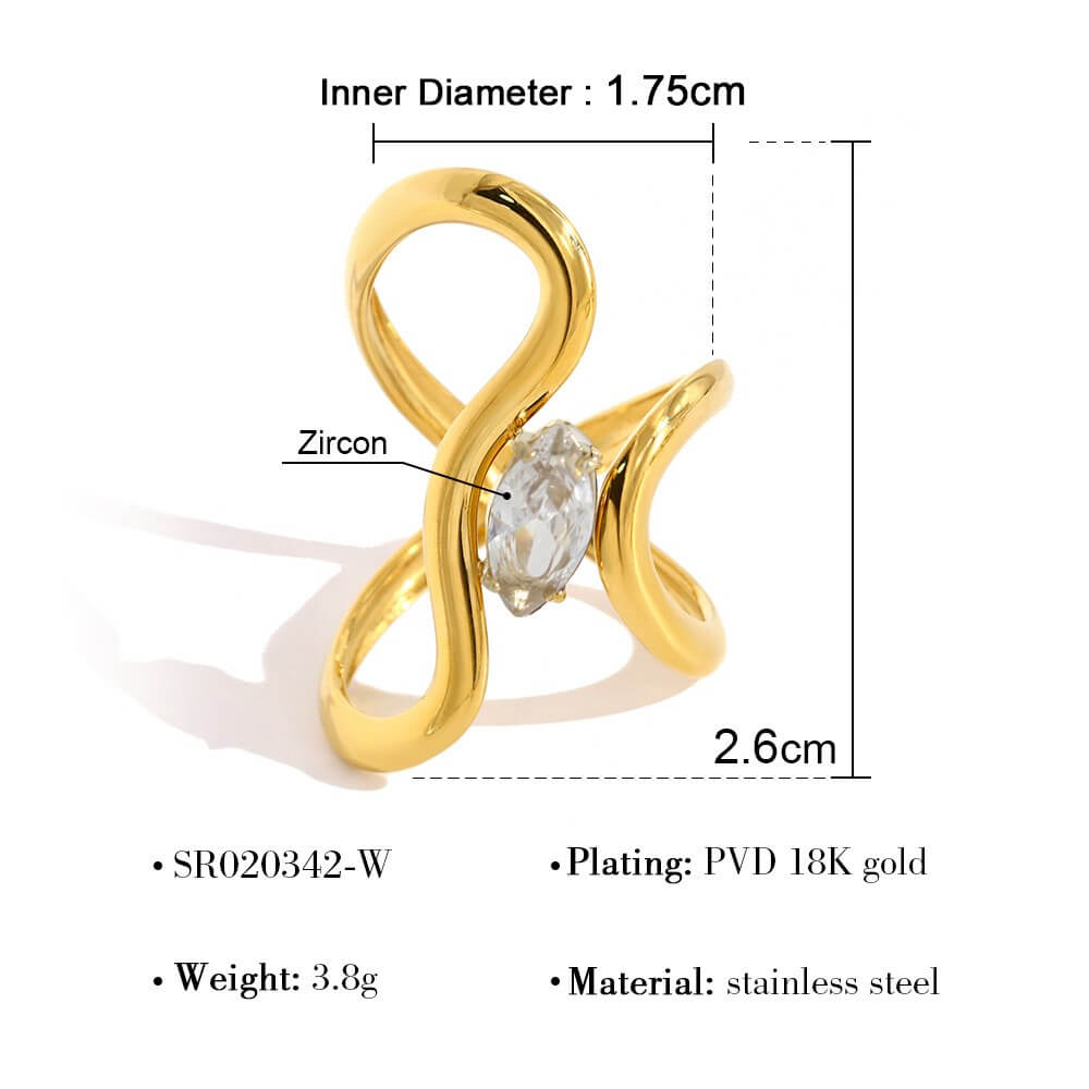 Statement Zircon Stainless Steel Ring