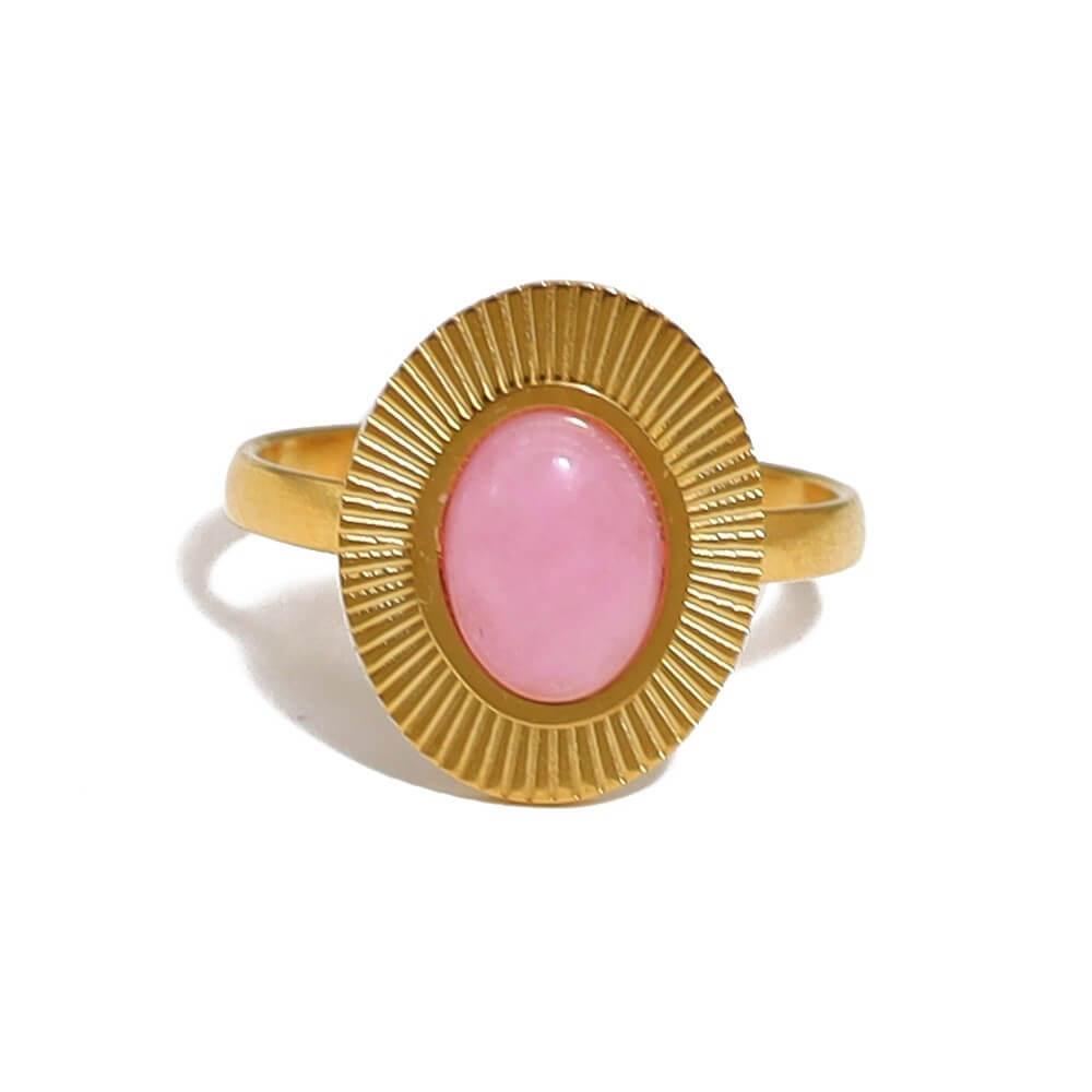 Vintage Sunburst Natural Gemstone Open Ring
