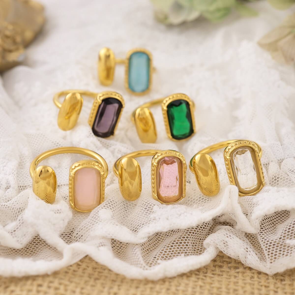Asymmetric Oval Zircon Open Ring