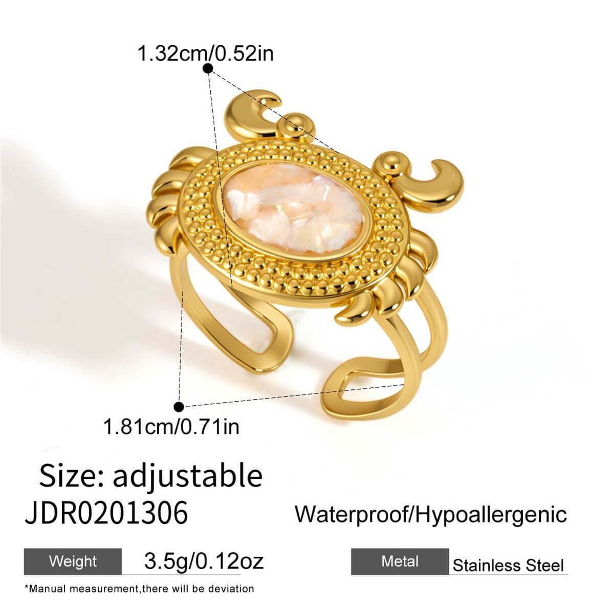 Ocean World Drip Glaze Gold Open Ring