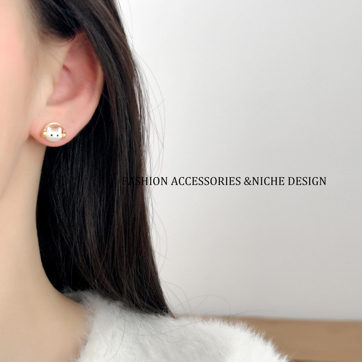 Cute Musician Cat Headphone Stud Earrings