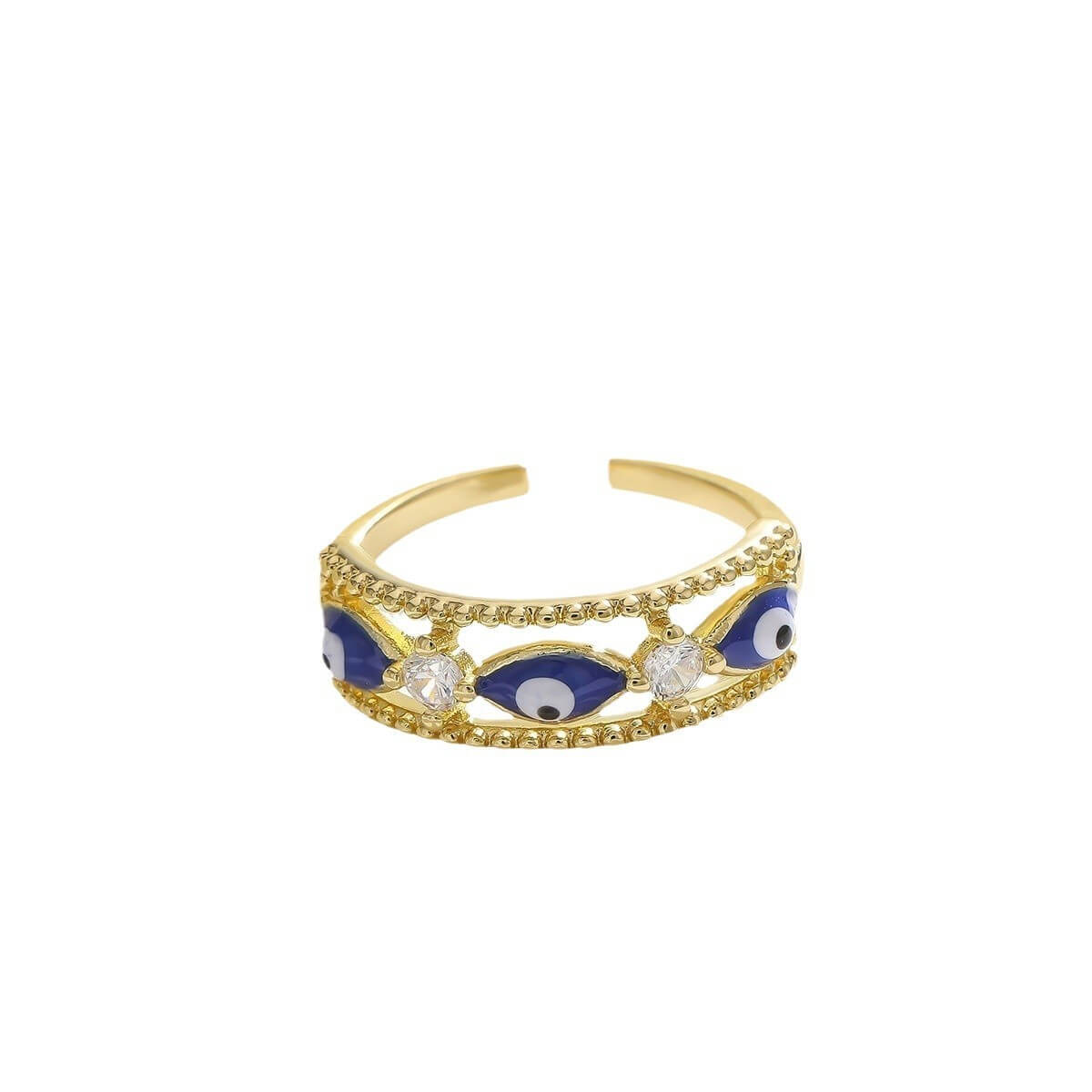 Gold Evil Eye Rings Enamel Brass Ring