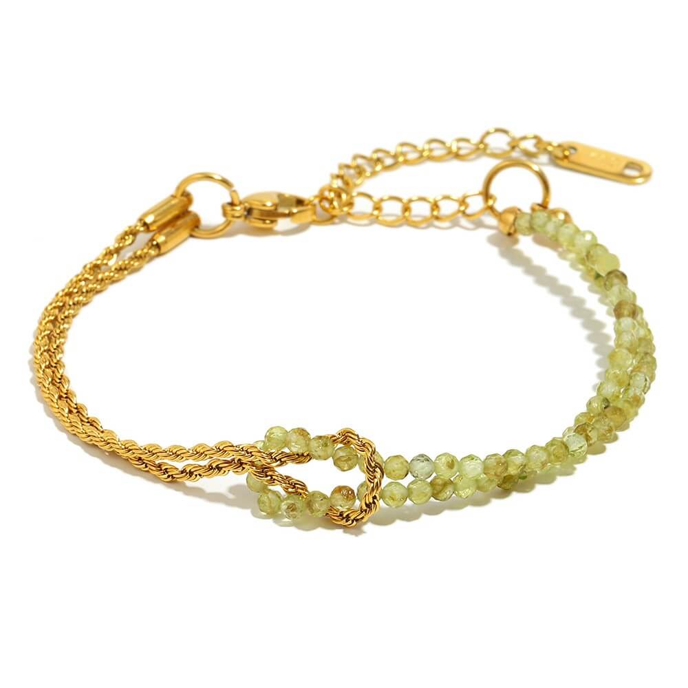 Boho Natural Gemstone Beaded Rope Chain Bracelet