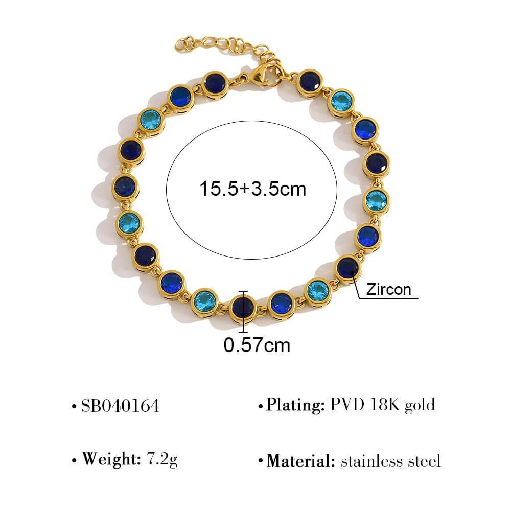 Colorful Zircon Stainless Steel Tennis Bracelet