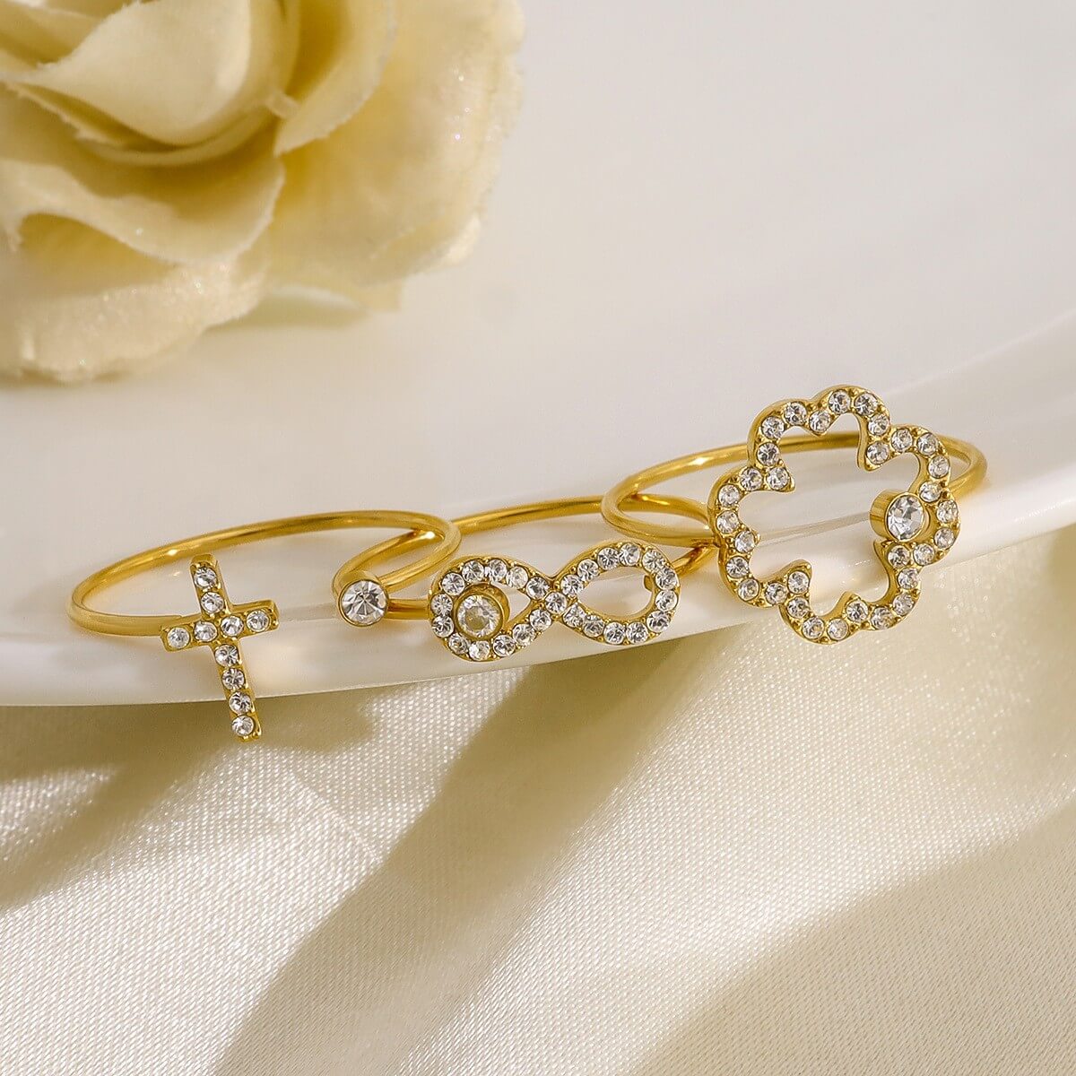 Delicate Crystal Charm Open Ring
