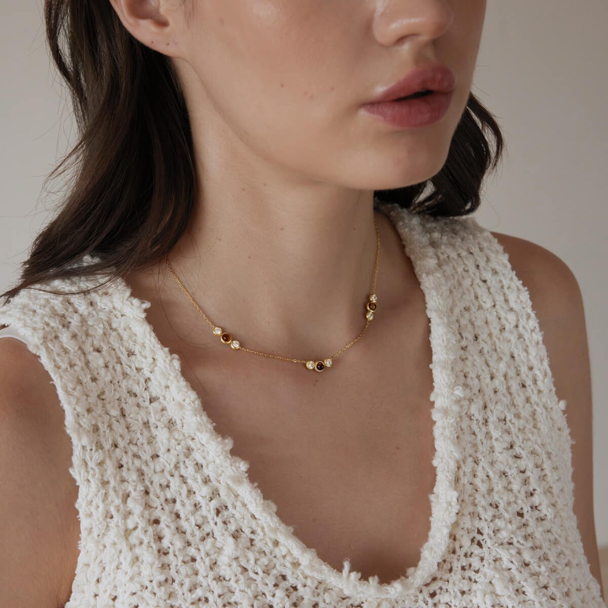 Natural Stone Stainless Steel Necklaces
